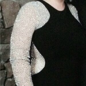 Formal black gown beaded with train-size 12